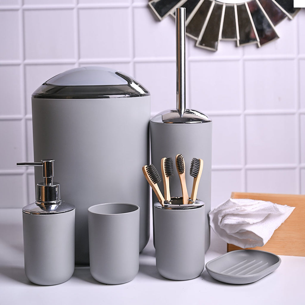 Matte Gray Bathroom Accessory Set