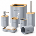 Ribbed Gray Bathroom Accessory Set
