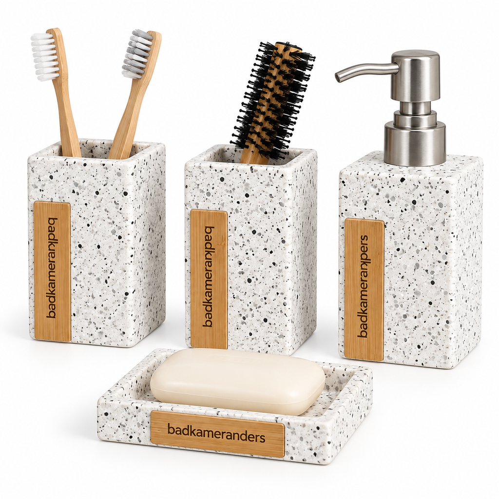 Speckled Ceramic Bathroom Accessory Set