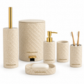 Textured Beige Bathroom Accessory Set