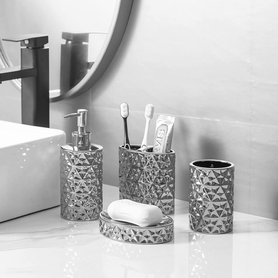 Chrome Bathroom Countertop Organizer