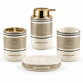 Gold Accent Ceramic Bathroom Accessory Set