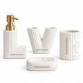 Ribbed Ceramic Bathroom Accessory Set