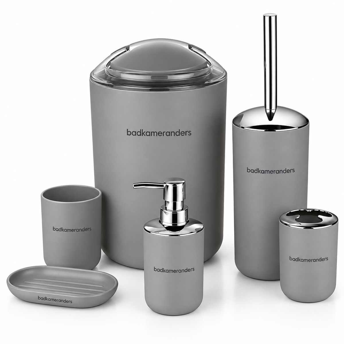 Matte Gray Bathroom Accessory Set