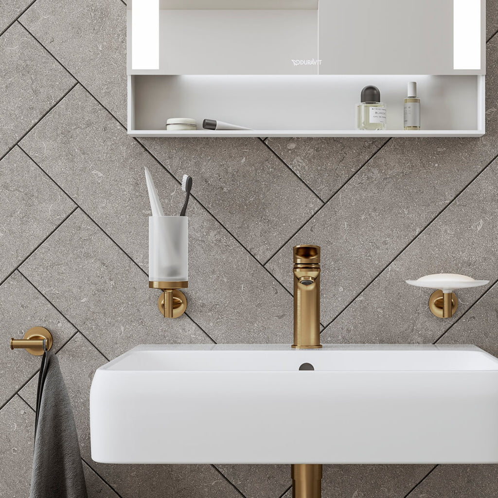 Gold Bathroom Sink and Accessory Set